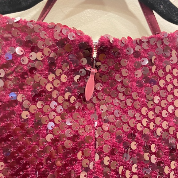 NWT Lavish Alice Sequin Corset Sweetheart Mini Dress, Burgundy, Size UK 8/ US 4 - Picture 10 of 16